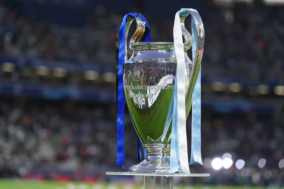 The UEFA Champions League trophy pictured at Istanbul's Ataturk Olympic Stadium ahead of the 2023 final between Manchester City and Inter Milan